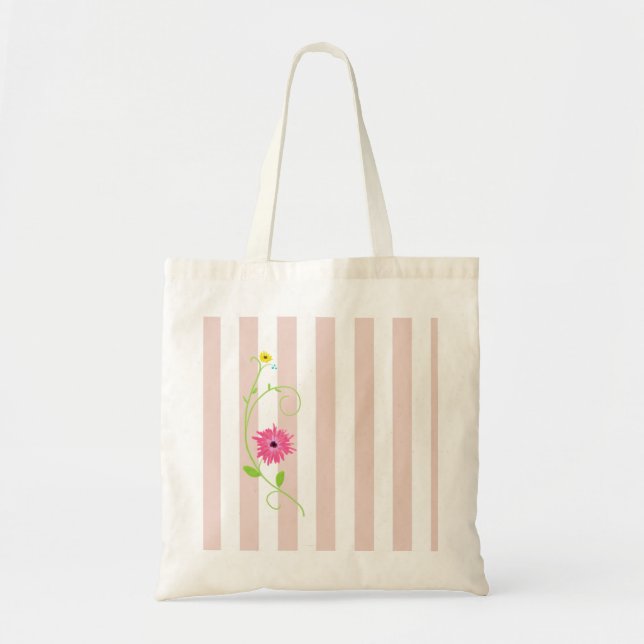 Bolsa Tote Flores E Listras Rosa Meninas (Frente)