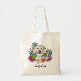 Bolsa Tote Flores E Nome Coloridos Do Retriever De Ouros