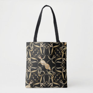 Bolsa Tote Flores e Pássaros: Vintagem do Estilo Nouveau