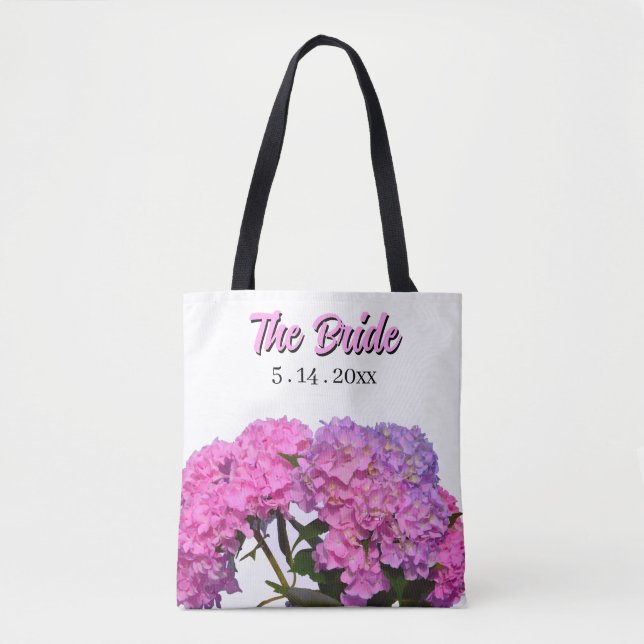 Bolsa Tote Flores elegantes rosa roxo para a Noiva (Frente)
