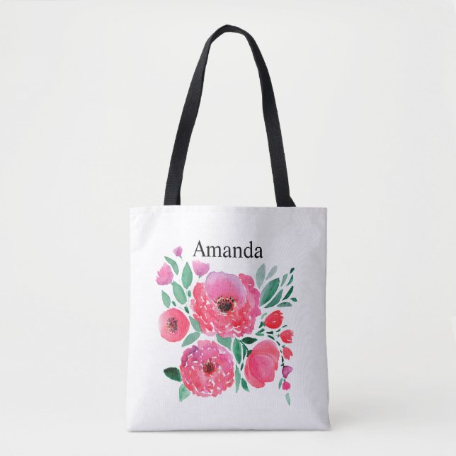 Bolsa Tote Flores em aquarela, buquê 2. (Frente)