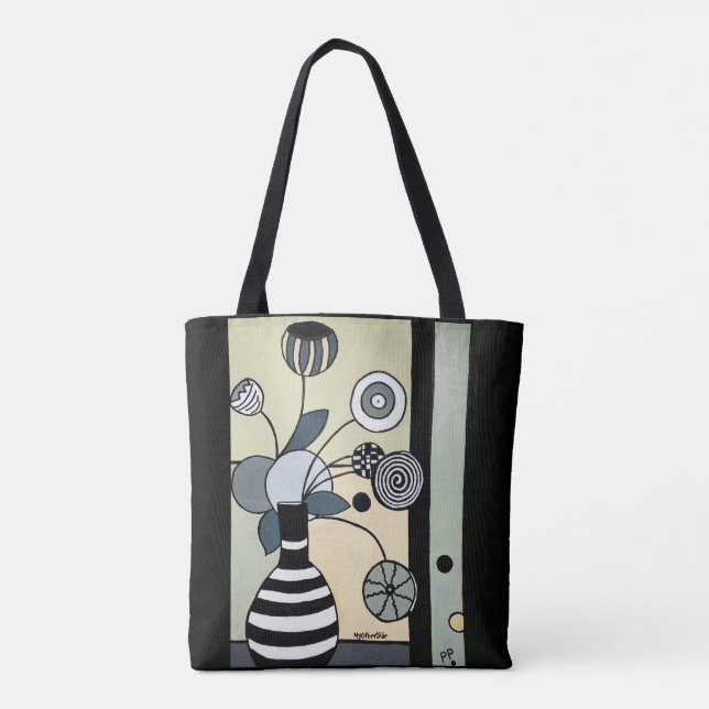 Bolsa Tote Flores em Vaso Striped (Verso)