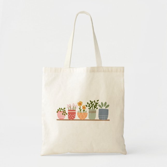 Bolsa Tote Flores Empotadas Caprichosas Compras Eco Reutilizá (Frente)