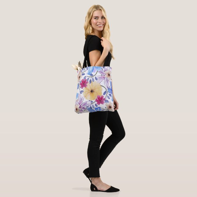 Bolsa Tote Flores en acuarela (No(a) Modelo)