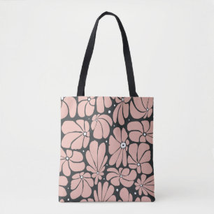 Bolsa Tote Flores estilizadas, padrão floral uniforme.