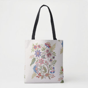 Bolsa Tote Flores fantasmas em retrato, vintage, jacobean emb