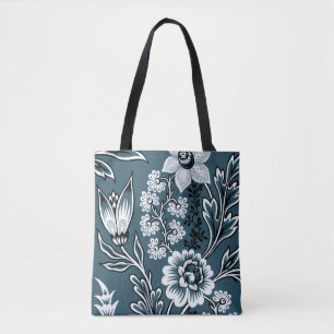Bolsa Tote Flores Fantásticas (Teal Xisto) Arte Fino