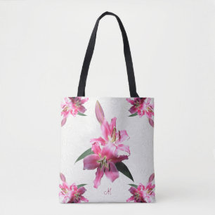Bolsa Tote Flores feitas sob encomenda dos lírios do rosa do