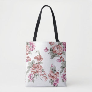 Bolsa Tote Flores Femininas Clássicas Vintage