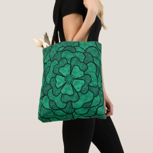 Bolsa Tote Flores florais abstrato sem costura cor verde-pret