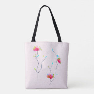 Bolsa Tote Flores florais modernas Arte de outono