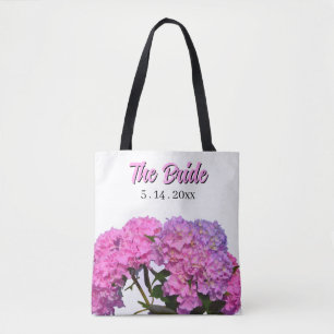 Bolsa Tote Flores florais rosa roxo elegante para a Noiva