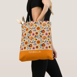 Bolsa Tote Flores Florais Selvagens Legais Personalizam Monog