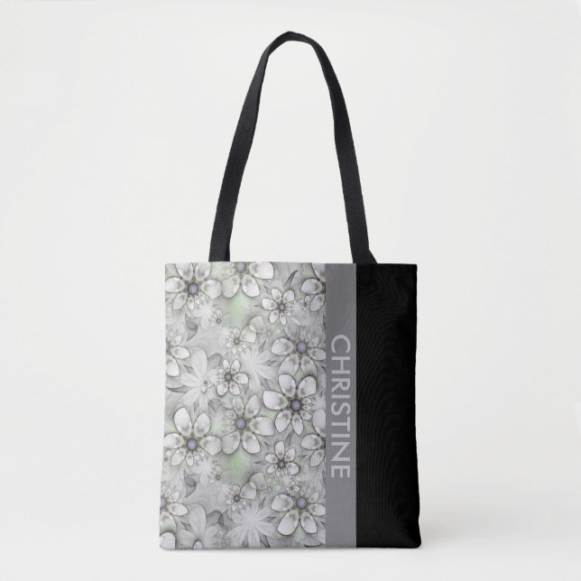 Bolsa Tote Flores Fractais padrão perfeito I + suas ideias (Frente)