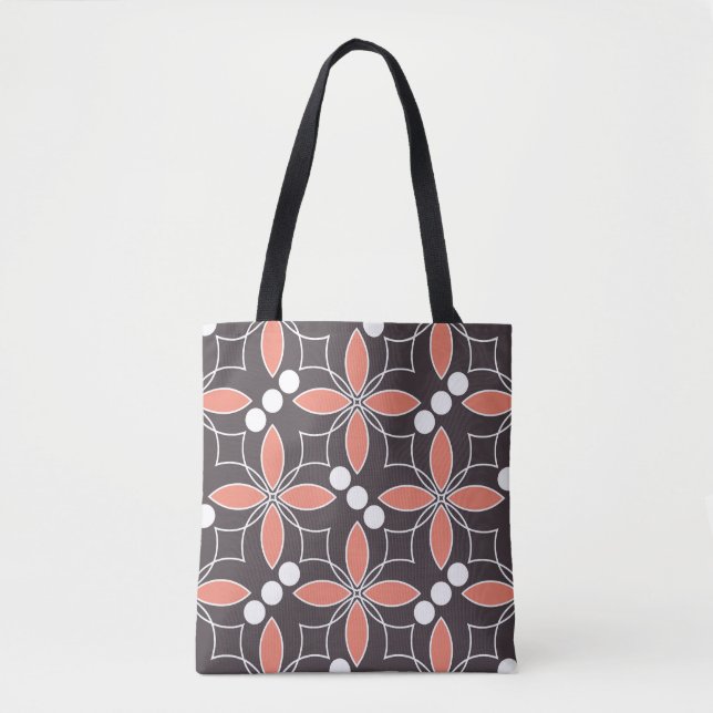 Bolsa Tote Flores geométricas, padrão artístico antigo. (Frente)