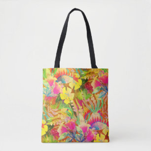 Bolsa Tote Flores havaianas tropicais folhas floral colorido