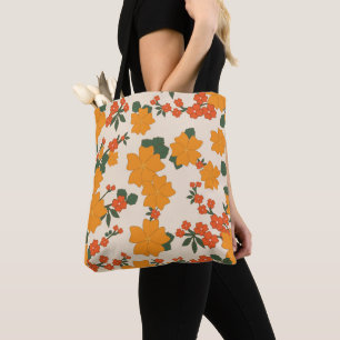 Bolsa Tote Flores Laranja, Padrão Floral, Padrão De Flores