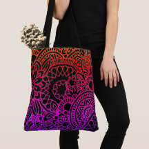 Flores Laranja Roxo e Fundo Preto