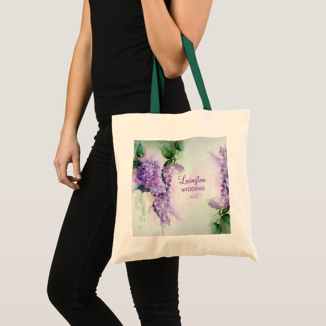 Bolsa Tote Flores Lilás Elegantes Casando Tote Bag (Frente (produto))