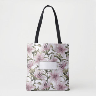 Bolsa Tote Flores Lily. Padrão floral