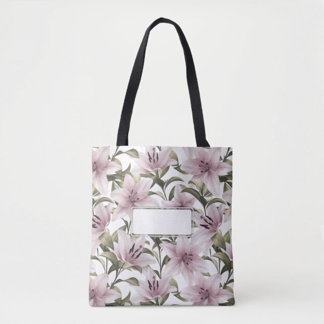 Bolsa Tote Flores Lily. Padrão floral (Frente)