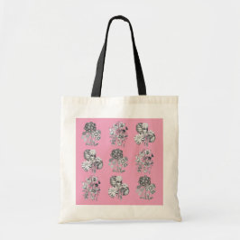 Bolsa Tote Flores monocromáticas em fundo rosa