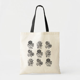 Bolsa Tote Flores monocromáticas em preto e branco
