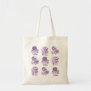Bolsa Tote Flores monocromáticas em roxo