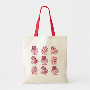 Bolsa Tote Flores monocromáticas no vermelho