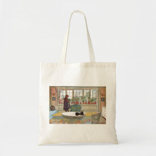 Bolsa Tote Flores na janela de um lar Carl Larsson