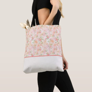 Bolsa Tote Flores Pequenas de Água-marinha Abstratas em Tons 