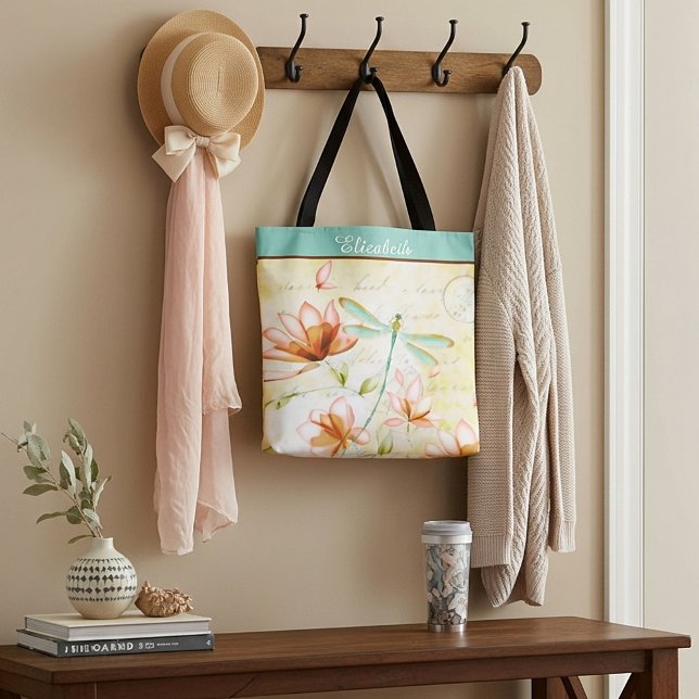 Bolsa Tote Flores Personalizadas e Libélula (Criador carregado)
