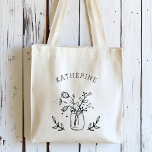 Bolsa Tote Flores Personalizadas em Pote de Pedra Rústico<br><div class="desc">Bolsa Tote Personalizável de Flores em Pote de Pedra Rústico.</div>