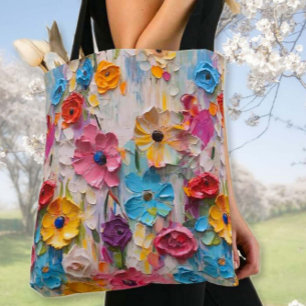Bolsa Tote Flores Pintadas com Faca