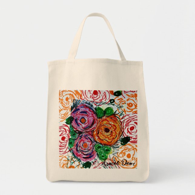 Bolsa Tote Flores Policromáticas (Frente)