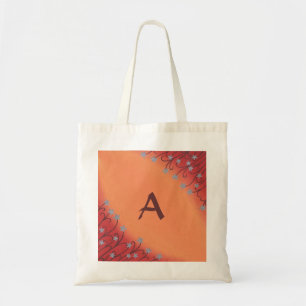 Bolsa Tote Flores Prateadas em Laranja Vermelho, Bolsas Monog