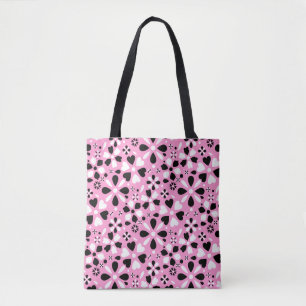 Bolsa Tote Flores pretas e brancas fofas