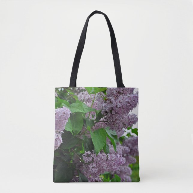Bolsa Tote Flores primavera lilás púrpuras (Frente)