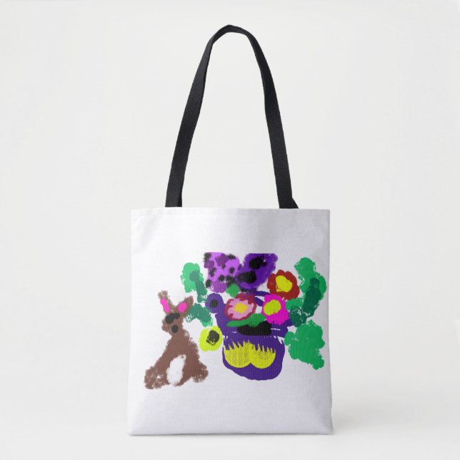 Bolsa Tote Flores primaveris Alegria do coelho (Frente)