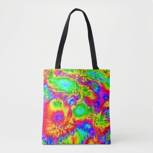 Bolsa Tote flores psicodélicas 2 (Frente)