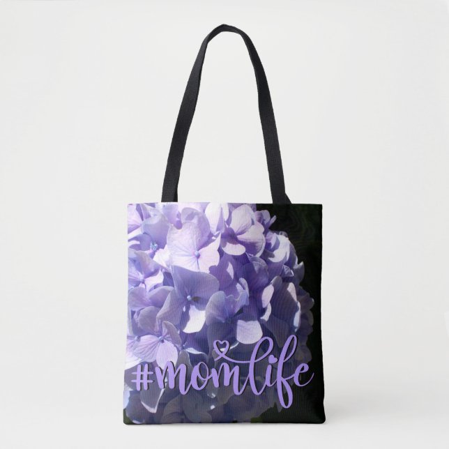 Bolsa Tote Flores púrpuras suaves e elegantes híbridos roxos (Frente)