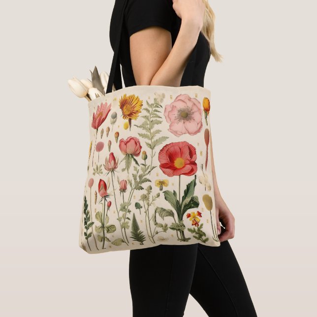 Bolsa Tote Flores Retro (Close Up)