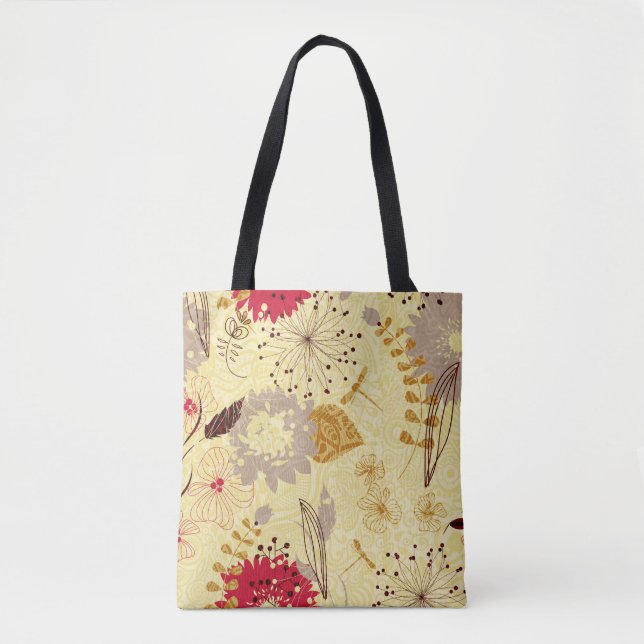 Bolsa Tote Flores Retro abstrato (Frente)