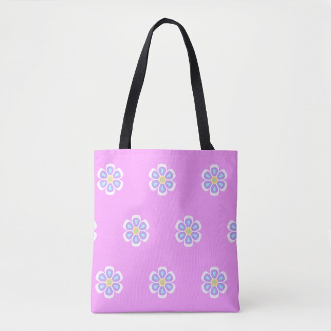 Bolsa Tote Flores Retro-Arco-Íris (Frente)