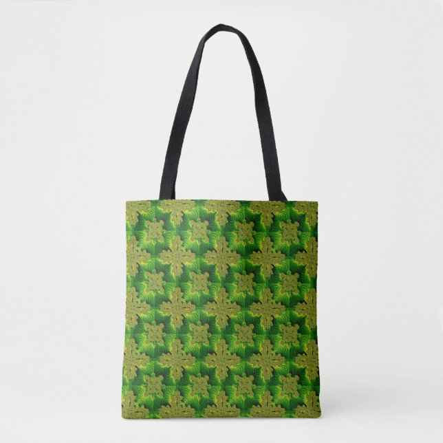 Bolsa Tote Flores Retro em 3D, Artdeco (Frente)