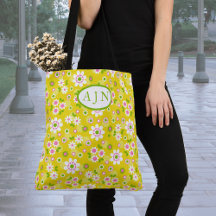 Flores Retro Mod Amarelo & Branco Monograma