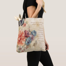Bolsa Tote Flores românticas personalizadas fundo rústico