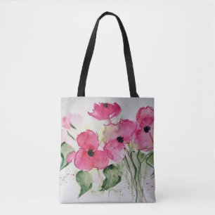 Bolsa Tote Flores Rosa Aquarela