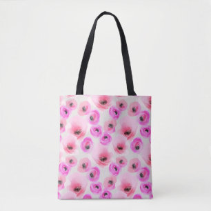 Bolsa Tote Flores Rosa Aquarela Arte Digital