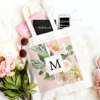 Flores Rosa Cor-de-Água Moderna Monogramadas